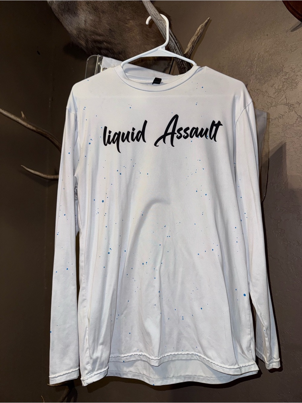 Liquid Assault Long Sleeve Tee — White with Blue Speckle